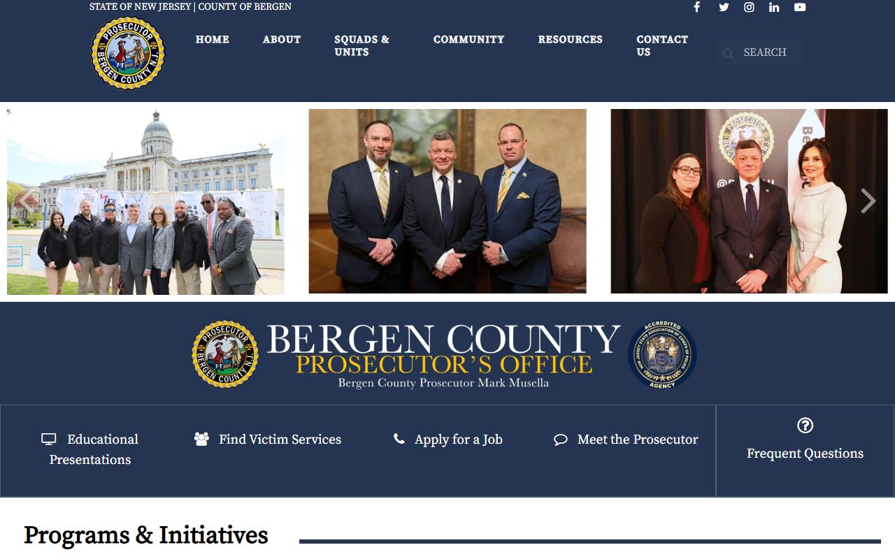 Bergen County official website for sex offender records and registry information